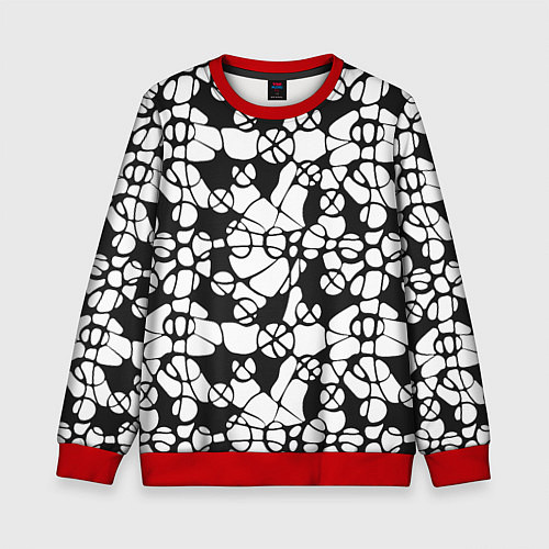 Детский свитшот Абстрактный узор из кругов и овалов / 3D-Красный – фото 1