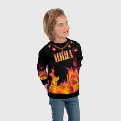 Свитшот детский Инна - имя в огне, цвет: 3D-черный — фото 2