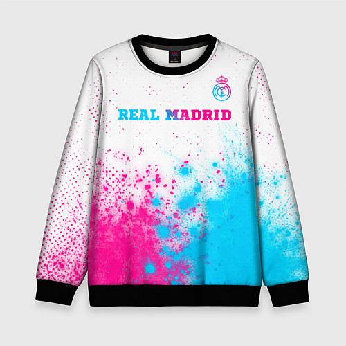 Детский свитшот Real Madrid neon gradient style посередине / 3D-Черный – фото 1