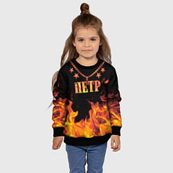 Свитшот детский Петр - имя в огне, цвет: 3D-черный — фото 2