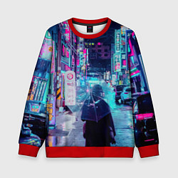 Свитшот детский Дождливый неоновый вечер в Японии, цвет: 3D-красный