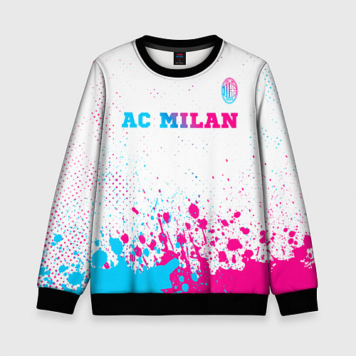 Детский свитшот AC Milan neon gradient style посередине / 3D-Черный – фото 1
