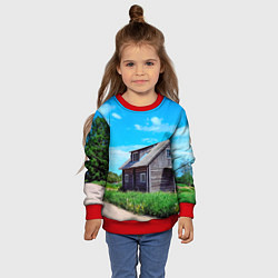 Свитшот детский Дом в деревне, цвет: 3D-красный — фото 2
