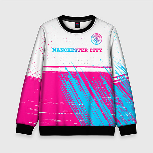 Детский свитшот Manchester City neon gradient style посередине / 3D-Черный – фото 1