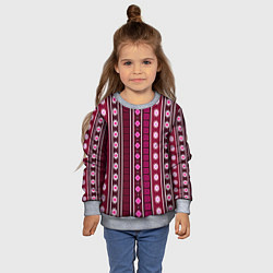 Свитшот детский Темно-розовый вертикальный этнический узор, цвет: 3D-меланж — фото 2