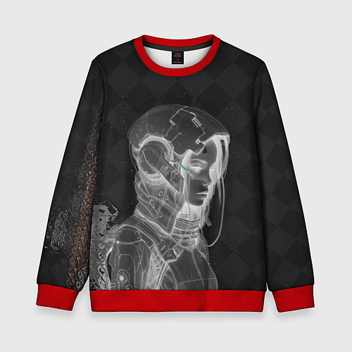 Детский свитшот Инверсия девушки в шлеме / 3D-Красный – фото 1