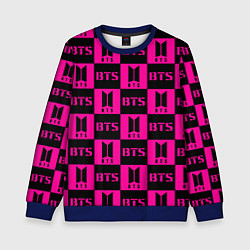 Свитшот детский BTS pattern pink logo, цвет: 3D-синий