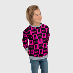 Свитшот детский BTS pattern pink logo, цвет: 3D-меланж — фото 2