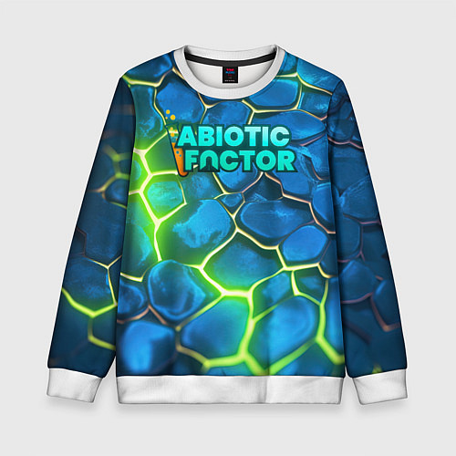 Детский свитшот Abiotic Factor logo bright neon / 3D-Белый – фото 1