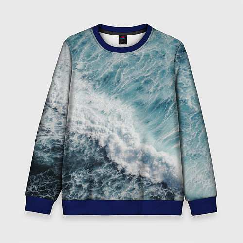 Детский свитшот Морская бирюзовая волна / 3D-Синий – фото 1