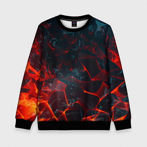 Детский свитшот Темная абстракция с разломом красных плит / 3D-Черный – фото 1