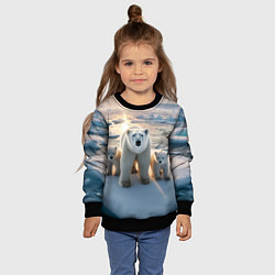 Свитшот детский Polar bear with her cubs - ai art, цвет: 3D-черный — фото 2