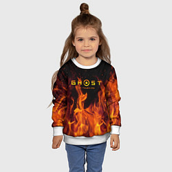 Свитшот детский Ghost of Tsushima в огне, цвет: 3D-белый — фото 2