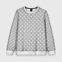 Свитшот детский Черный геометрический узор на белом фоне, цвет: 3D-белый