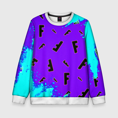 Детский свитшот Fortnite neon steel colors epic / 3D-Белый – фото 1