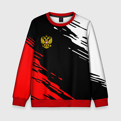 Детский свитшот Герб РФ краски текстура абстрактные / 3D-Красный – фото 1