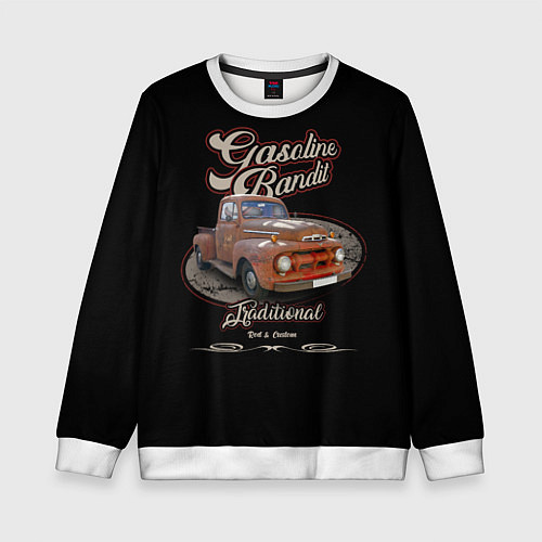 Детский свитшот Хот-род в стиле rat Gasoline Bandit / 3D-Белый – фото 1