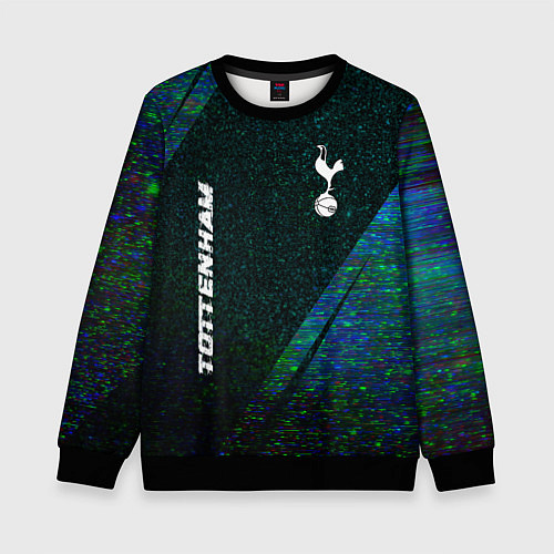 Детский свитшот Tottenham glitch blue / 3D-Черный – фото 1