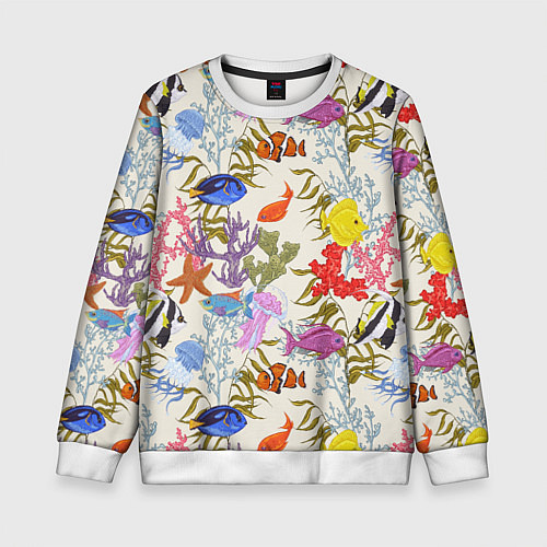Детский свитшот Морские обитатели моря / 3D-Белый – фото 1