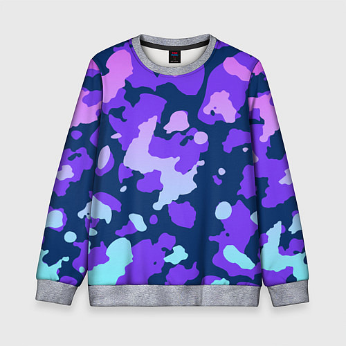 Детский свитшот Паттерн с розовыми фиолетовыми и голубыми пятнами / 3D-Меланж – фото 1