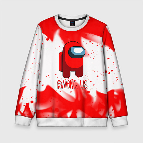 Детский свитшот Амонг ас красный огонь / 3D-Белый – фото 1