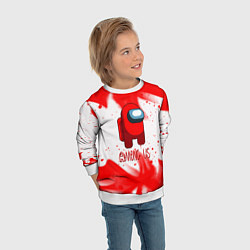 Свитшот детский Амонг ас красный огонь, цвет: 3D-белый — фото 2