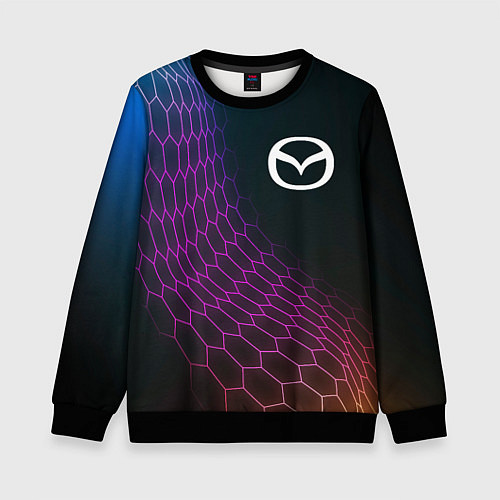 Детский свитшот Mazda neon hexagon / 3D-Черный – фото 1