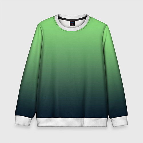 Детский свитшот Градиент зелёный в синий / 3D-Белый – фото 1