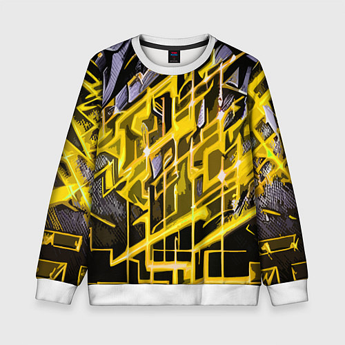 Детский свитшот Yellow and white abstraction / 3D-Белый – фото 1