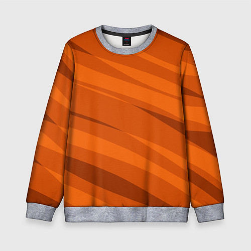 Детский свитшот Тёмный оранжевый полосами / 3D-Меланж – фото 1