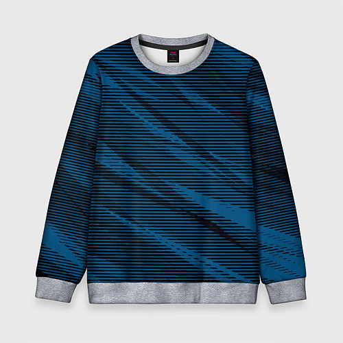 Детский свитшот Полосатый чёрно-синий / 3D-Меланж – фото 1