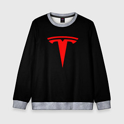 Детский свитшот Tesla red logo