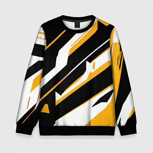 Детский свитшот Жёлто-белые широкие линии на чёрном фоне / 3D-Черный – фото 1
