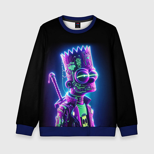 Детский свитшот Bart Simpson cyber ninja - neon glow / 3D-Синий – фото 1