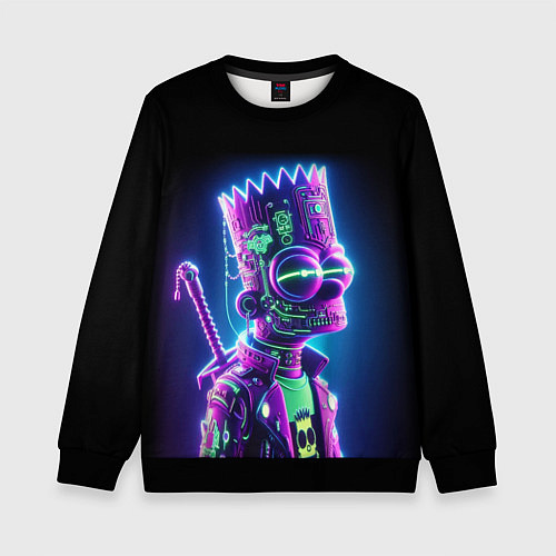 Детский свитшот Bart Simpson cyber ninja - neon glow / 3D-Черный – фото 1