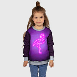 Свитшот детский Розовый неоновый фламинго, цвет: 3D-меланж — фото 2