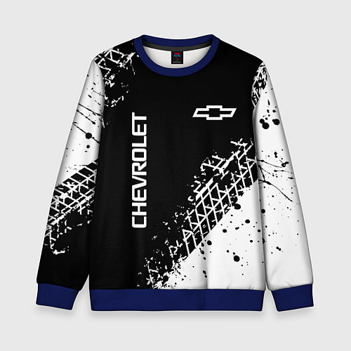 Детский свитшот Шевроле: следы от шин / 3D-Синий – фото 1