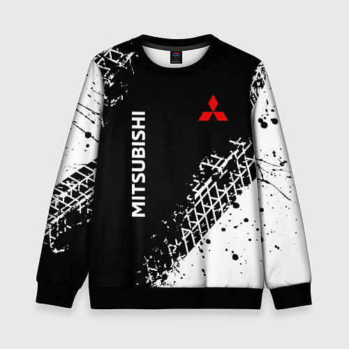 Детский свитшот Митсубиши: следы от шин / 3D-Черный – фото 1