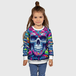 Свитшот детский Ai art skull - graffiti, цвет: 3D-белый — фото 2