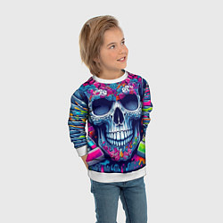 Свитшот детский Ai art skull - graffiti, цвет: 3D-белый — фото 2