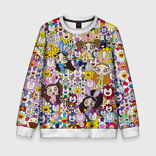 Детский свитшот Right now NewJeans and Takashi Murakami / 3D-Белый – фото 1