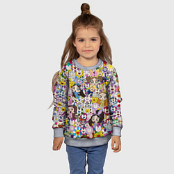 Свитшот детский Right now NewJeans and Takashi Murakami, цвет: 3D-меланж — фото 2