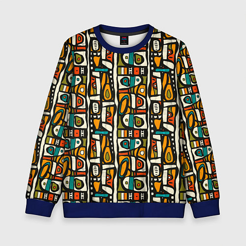 Детский свитшот Африканские этно узоры / 3D-Синий – фото 1