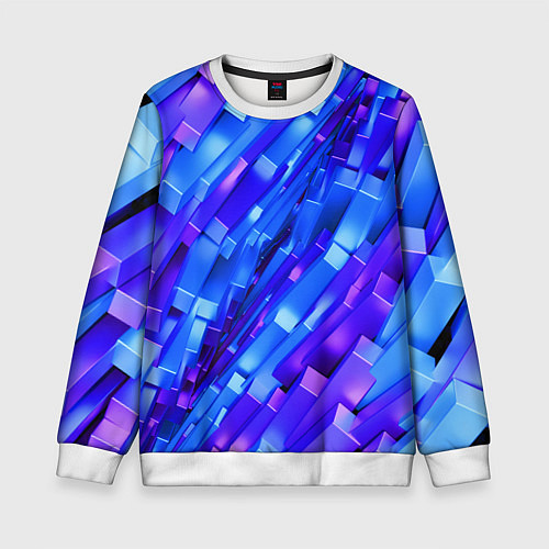 Детский свитшот Сине-фиолетовые наклонные блоки / 3D-Белый – фото 1