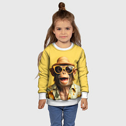 Свитшот детский Обезьяна в шляпе, цвет: 3D-белый — фото 2