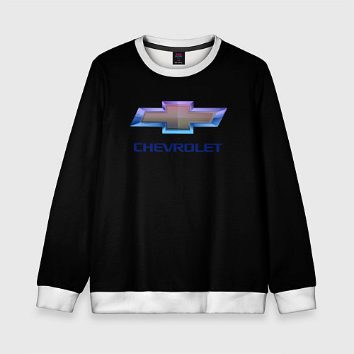 Детский свитшот Chevrolet logo neon / 3D-Белый – фото 1