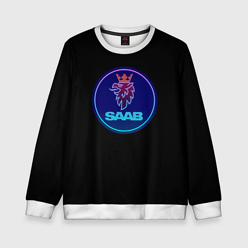 Детский свитшот Saab logo neon / 3D-Белый – фото 1