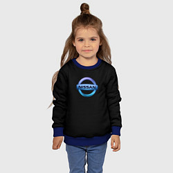 Свитшот детский Nissan logo neon, цвет: 3D-синий — фото 2