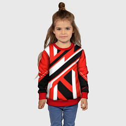 Свитшот детский Чёрно-красные полосы на белом фоне, цвет: 3D-красный — фото 2