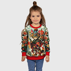 Свитшот детский Якудза самурай кот с мечом, цвет: 3D-красный — фото 2